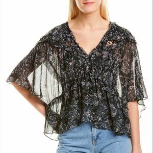 NWT IRO Sheer Blouse in Vagabond Black Floral Pattern / Size 4